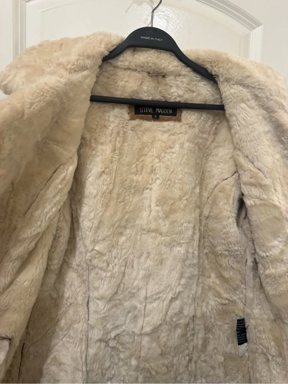 Vintage Steve Madden Genuine Leather Shearling Coat Tan Small